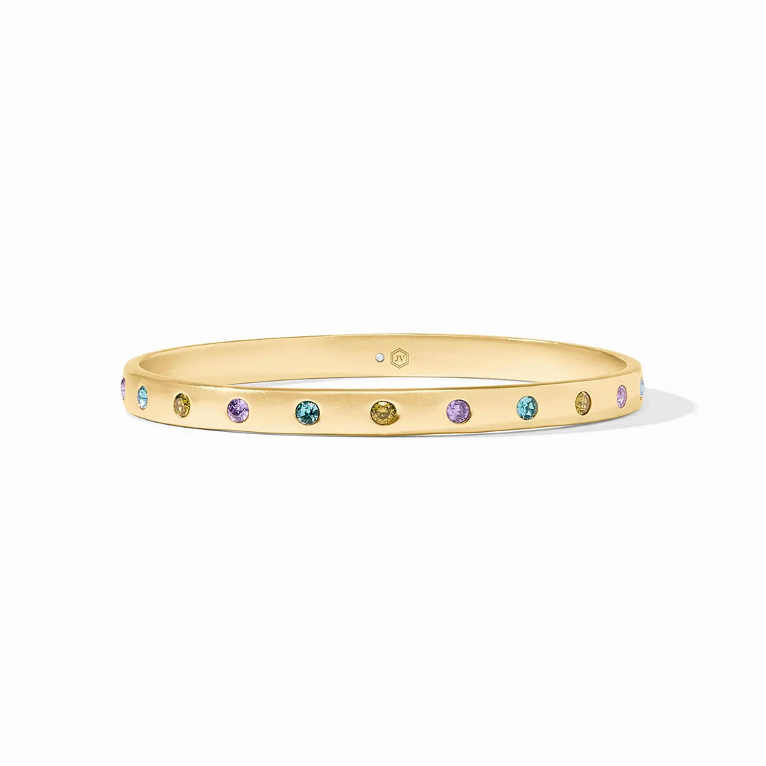 Rainbow bangle bracelet with blue twilight gradient finish in gold plate