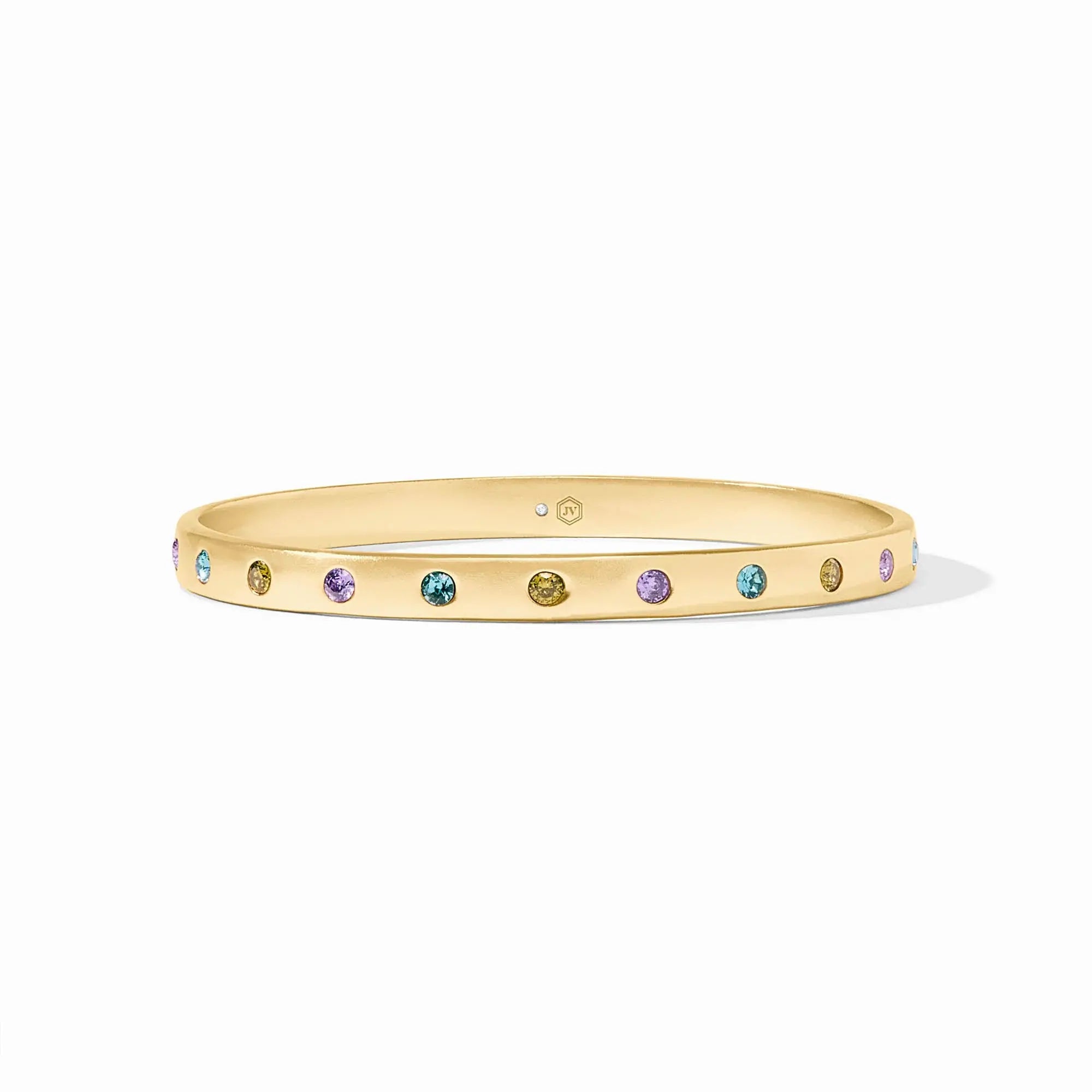 Rainbow bangle bracelet with blue twilight gradient finish in gold plate