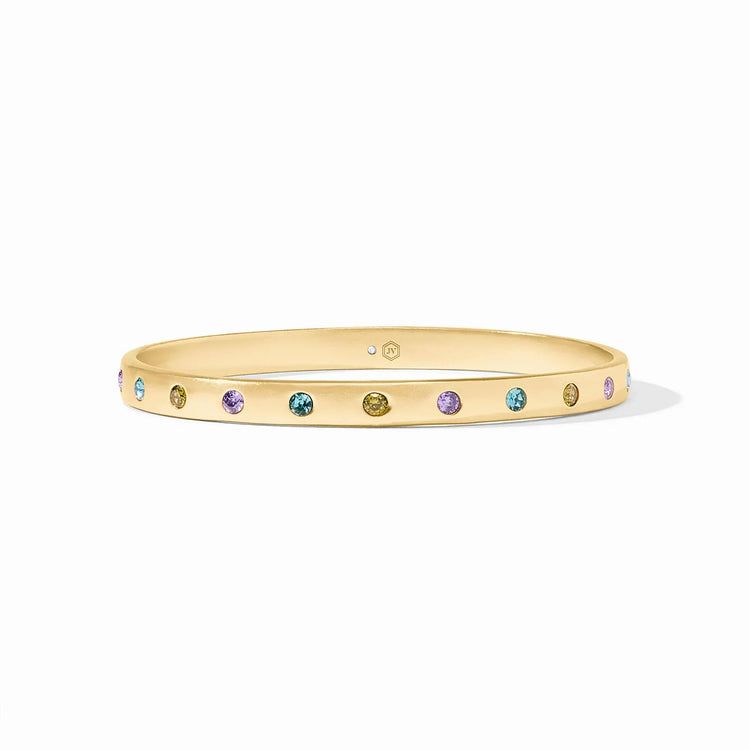 Rainbow bangle bracelet with blue twilight gradient finish in gold plate