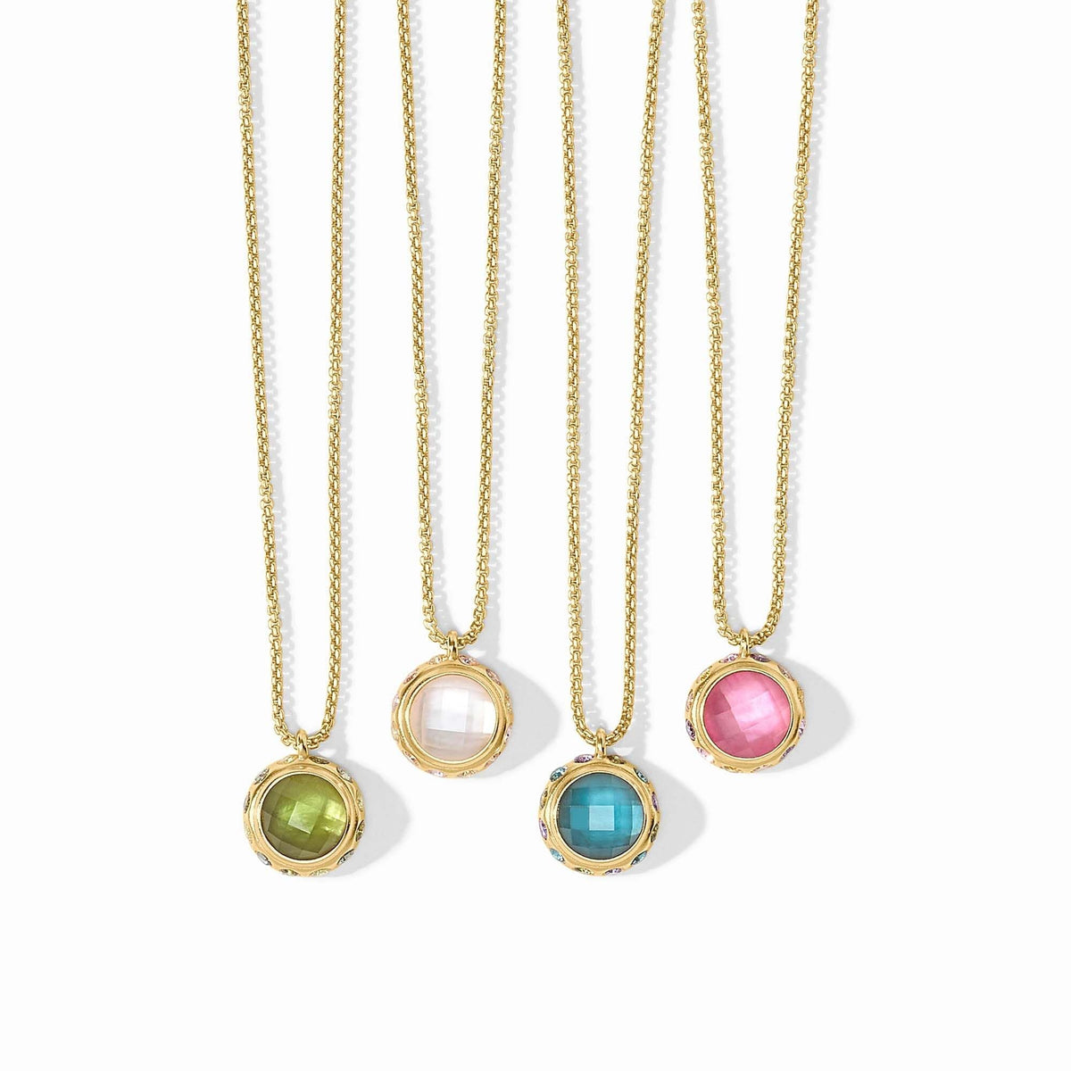 Rainbow Delicate Necklace with adjustable chain, lobster clasp, gold plate finish, and colorful accent stones.
