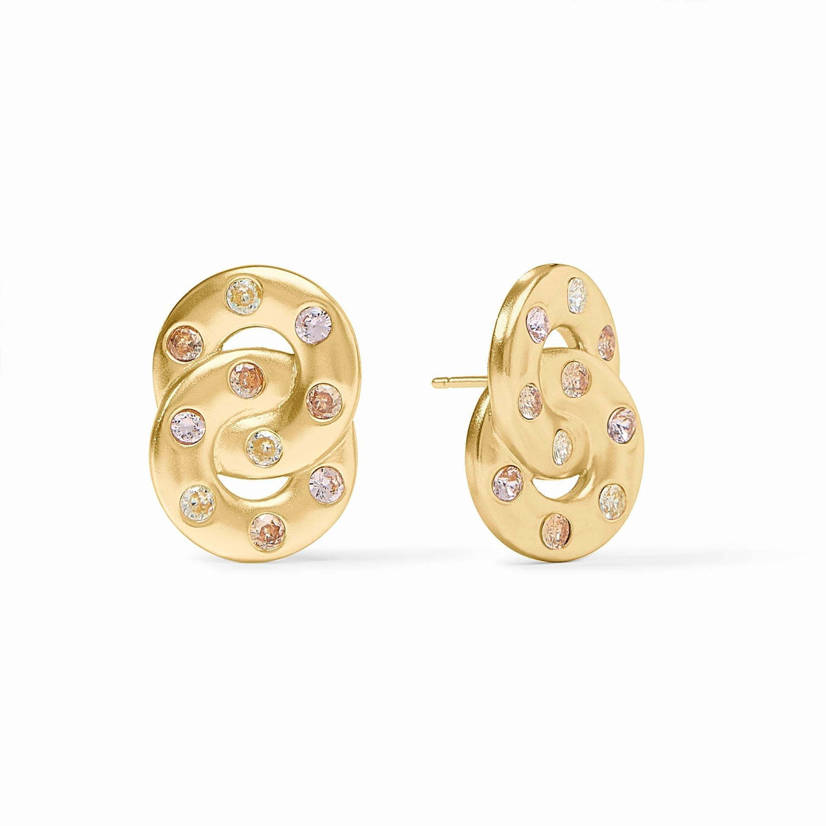 Rainbow Infinity earring with champagne radiance finish in 24K gold plate and cubic zirconia.