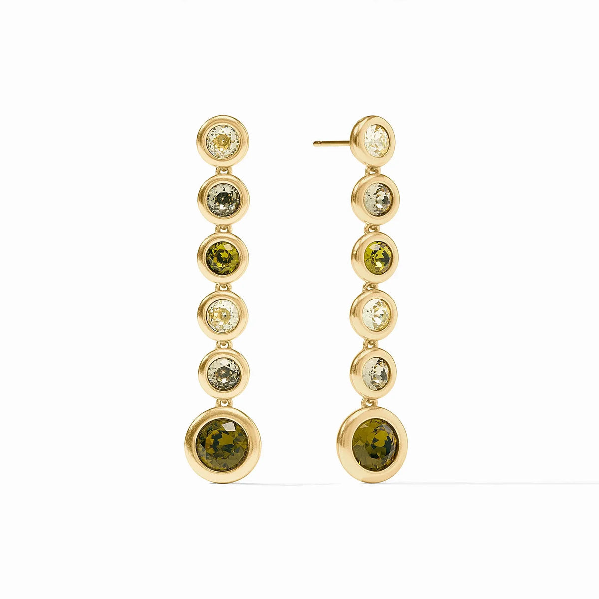 Rainbow tier earring with imported glass stones on a gold post