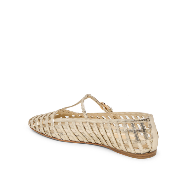 Rains Metallic Woven T-Strap Ballet Flats