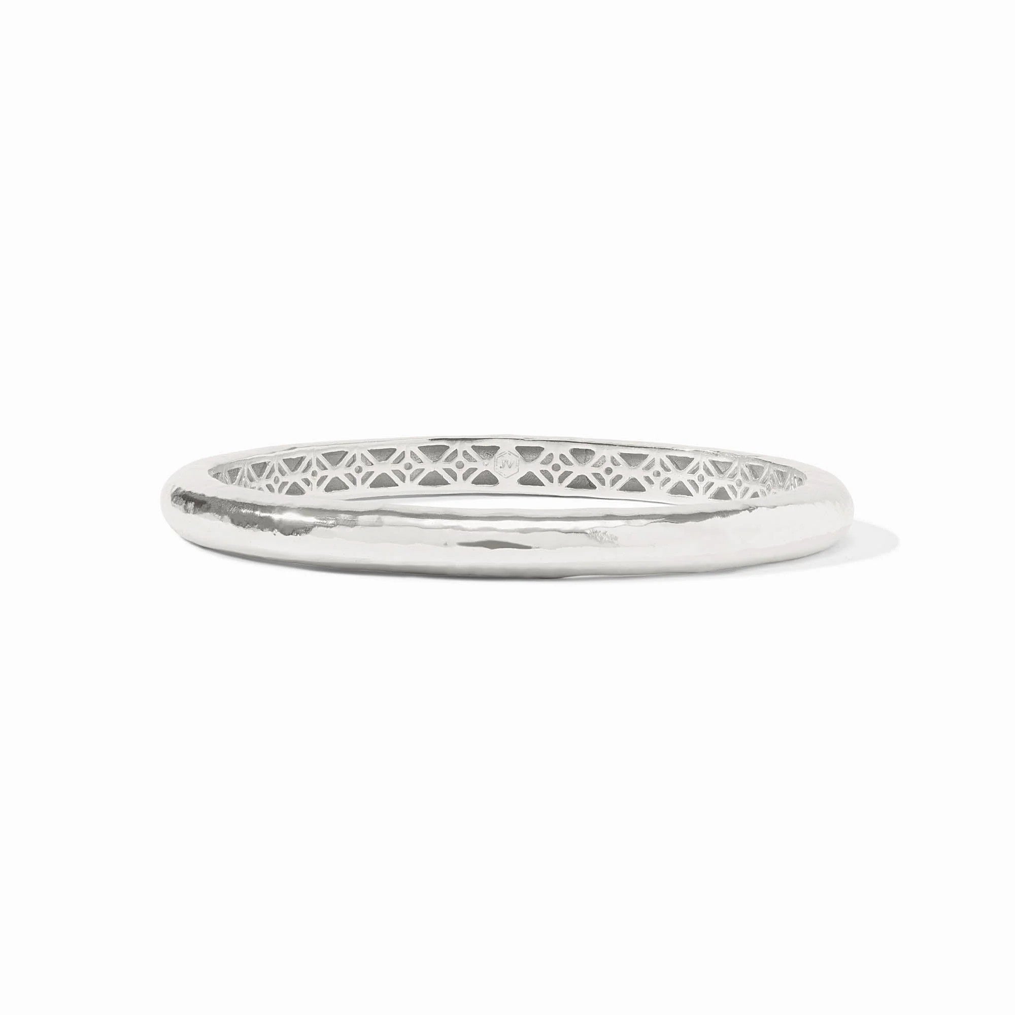 Havana bangle with lightly hand-hammered finish and ornate geometric piercework interior.