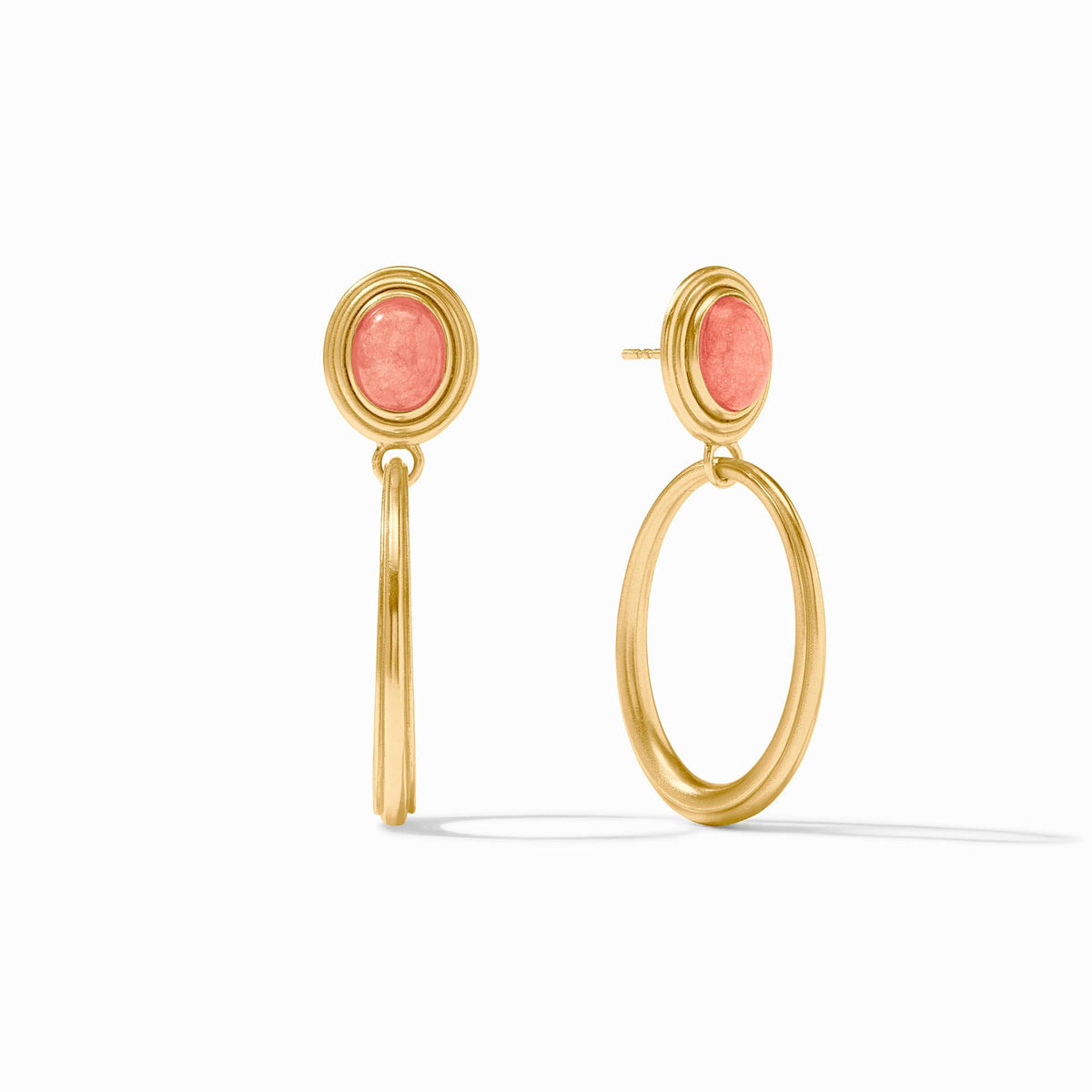 Portofino statement earring with jade stone set in gold plate.