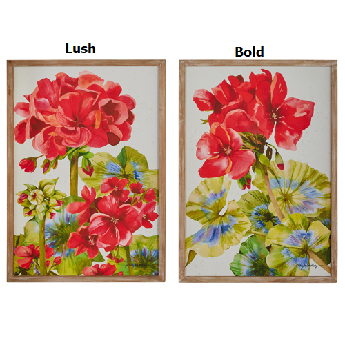 27.75” Geranium Motif Framed Wall Art