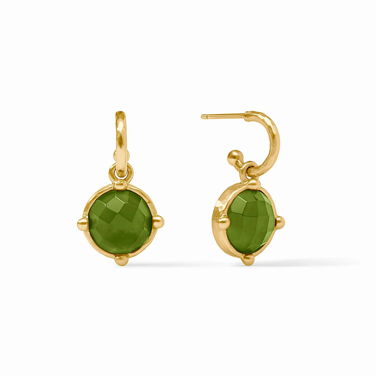 Honeybee Hoop & Charm earring with gold-tone finish featuring a small bee charm and pearl accent.