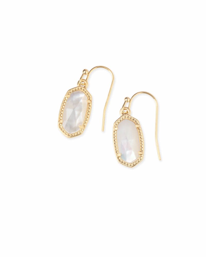 Mother-of-Pearl oval drop earring with a dainty silhouette on brass earwire.