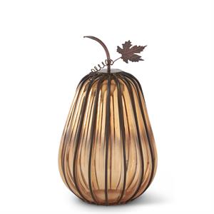 Orange glass pumpkin with dark metal stems