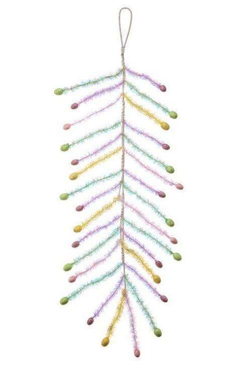 48-inch mixed-color Easter egg tinsel garland with a festive pattern.