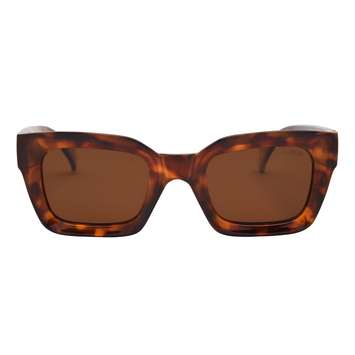 Hendrix square tortoise shell sunglasses with brown polarized lenses.