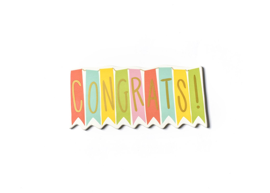 Ceramic wall hook with cheerful colorful geometric pattern on white background