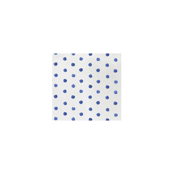 Pack of twenty white spunlace dot cocktail napkins folded square.