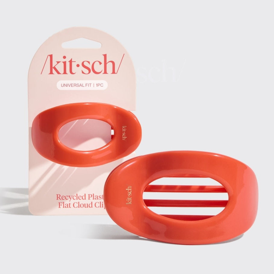 Recycled plastic flat cloud hair clip in soft cherry color with gentle teeth.