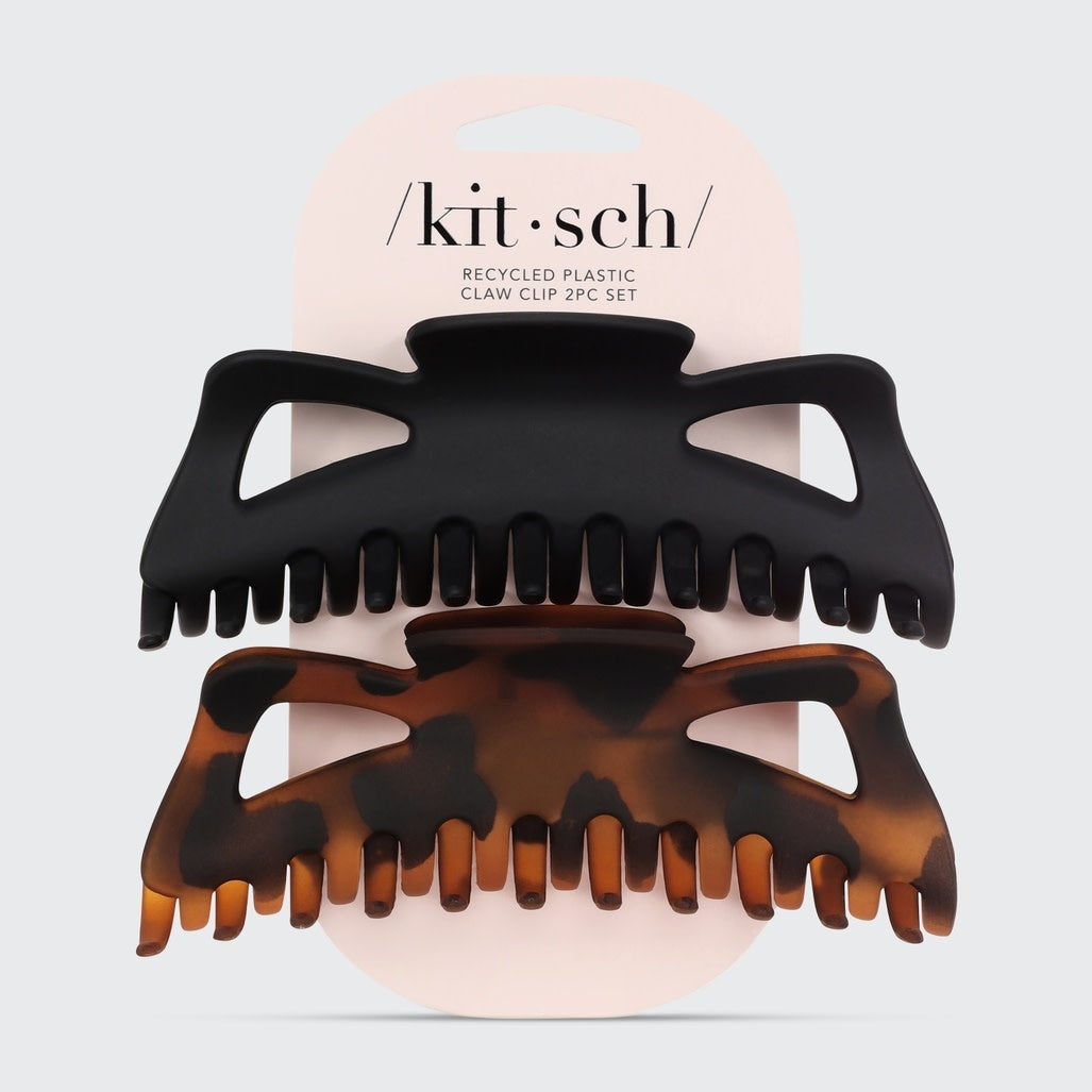 Black recycled plastic jumbo claw hair clip with smooth matte finish
