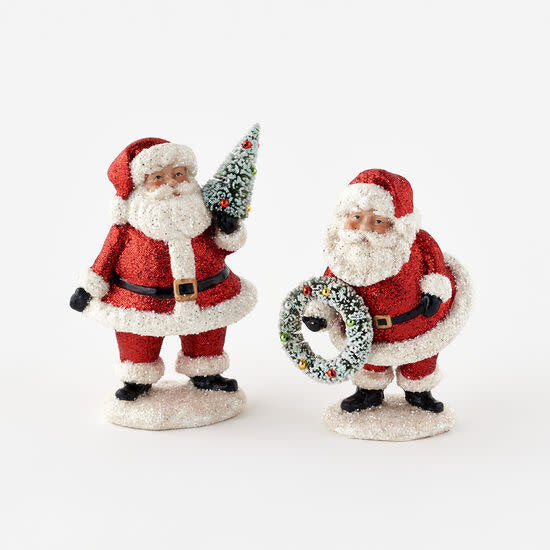 Red glitter Santa Claus ornament with festive sparkle