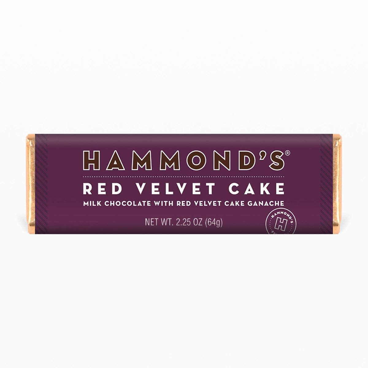 Red velvet cake milk chocolate candy bar with peanut butter and jelly filling