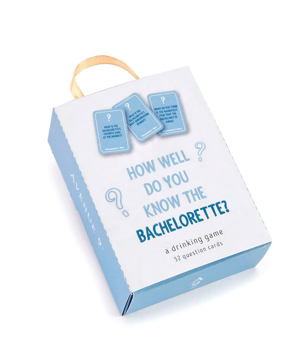 Bachelorette Card Game box titled 'How Well Do You Know The Bachelorette?' with 52 question cards.
