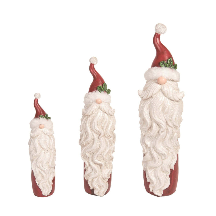 Resin Bearded Santa figurine with a white beard standing on a base.