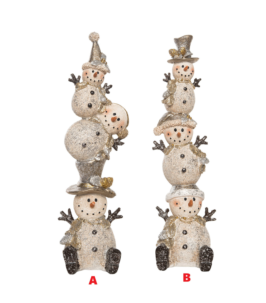 Res Metallic Stacked Snowman Figurine
