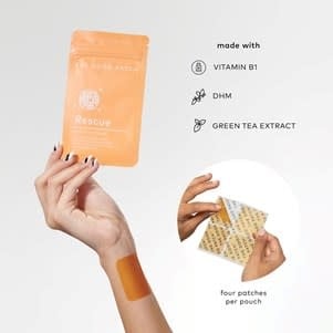 Rescue wellness patch with green tea extract on a white background