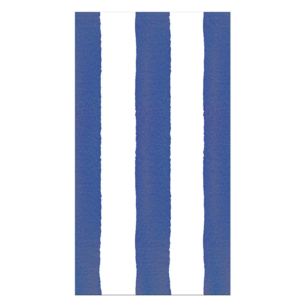 Navy stripe paper linen guest towel measuring 4.25 by 7.75 inches.