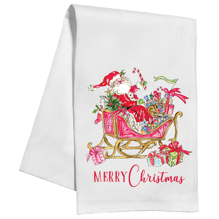 Black cotton kitchen towel with white text reading 'Remember as Far as Anyone Knows We Are a Nice & Normal Family'.
