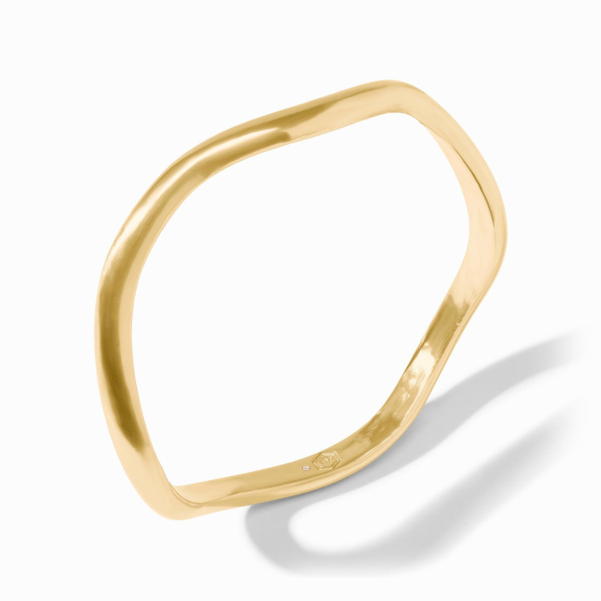 24K gold plated Wave Bangle with a unique undulating design and smooth finish.