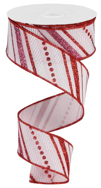 Polyester ribbon with multi diagonal stripes in royal blue.