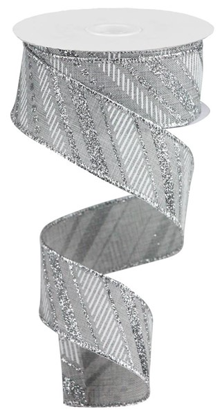 Polyester ribbon with multi diagonal stripes in royal blue.