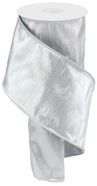 4-inch wide metallic dupioni ribbon with silver woven thread