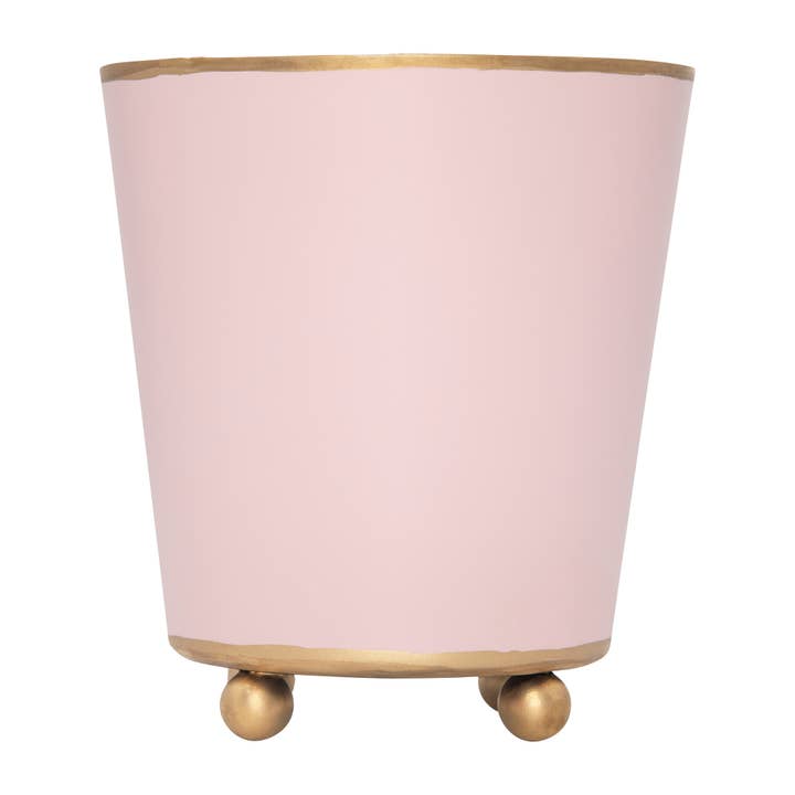 Round matte cachepot planter in soft beige with a subtle speckled texture and smooth curved silhouette.
