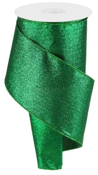 4-inch wide shimmer glitter polyester ribbon roll in silver