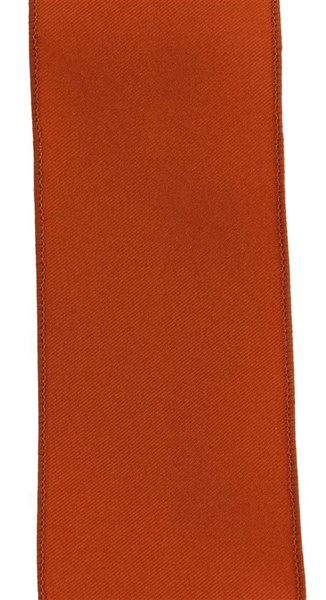 2.5-inch wide rust-colored diagonal weave fabric ribbon with a wired edge.