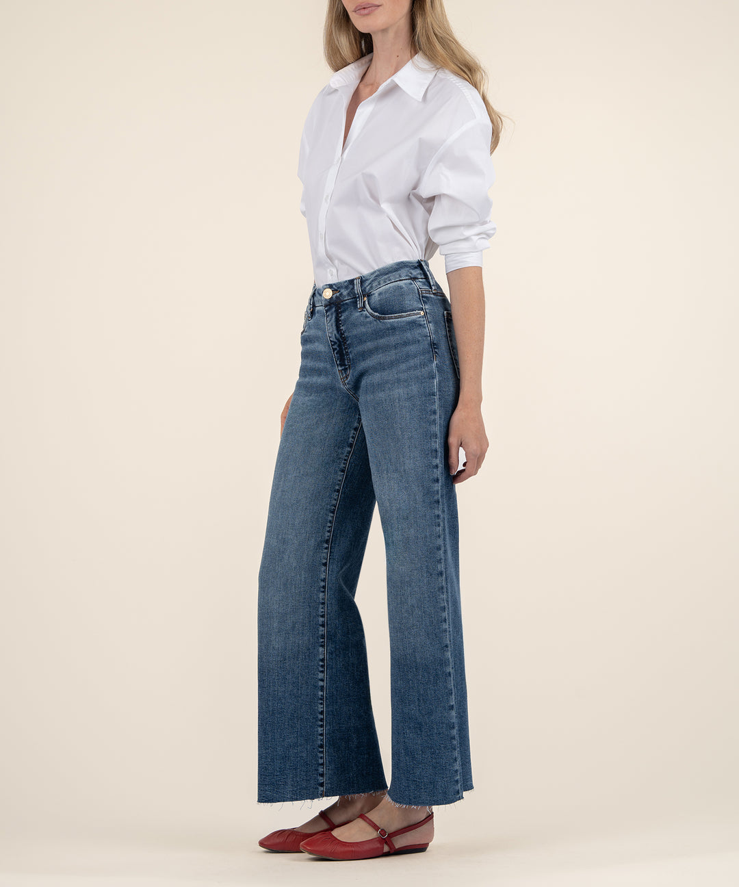 Meg High Rise Fab Ab Wide Leg Raw Hem