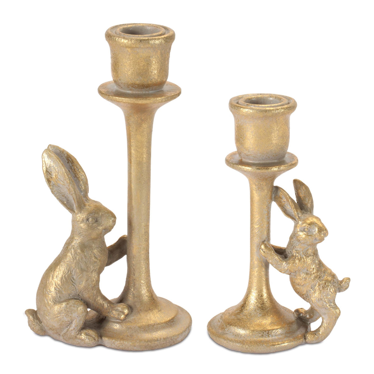 Rabbit-shaped resin taper candle holder with tapered ears.