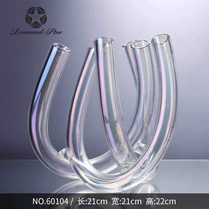 8.7-inch clear glass bud vase with cylindrical shape.