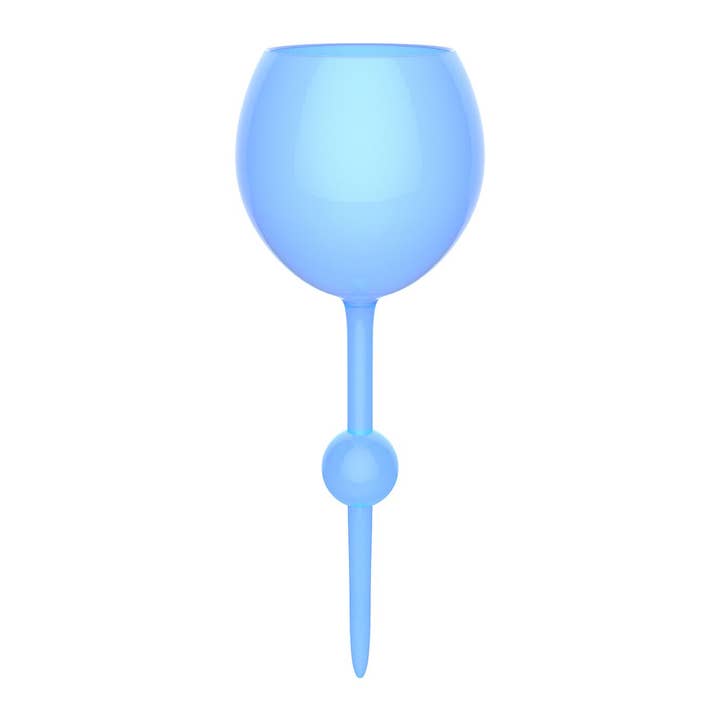 Light blue Original Beach Glass with a pointed stem for sand or grass and a floating ball feature.