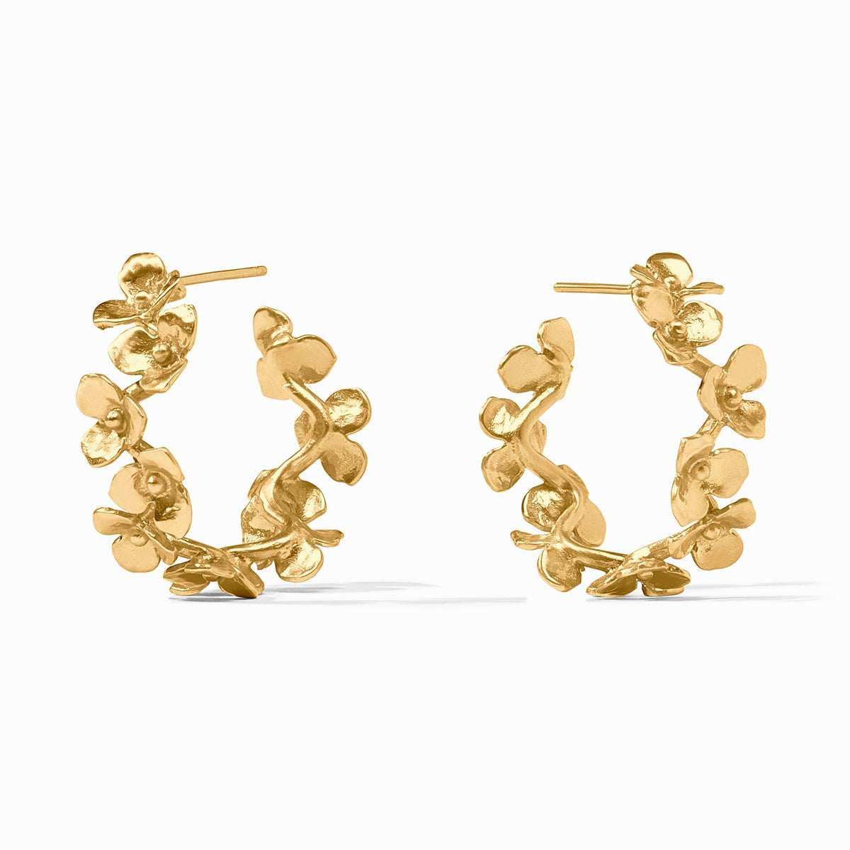 Medium-sized Bloom hoop earring in 24K gold plate with a one-inch diameter.