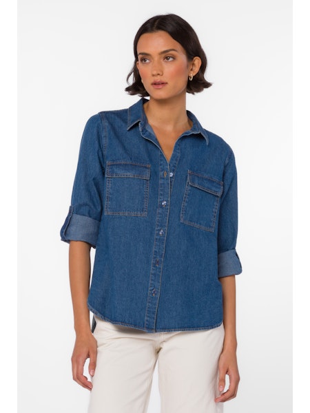 Talma Rolled Tab Sleeve Denim Shirt