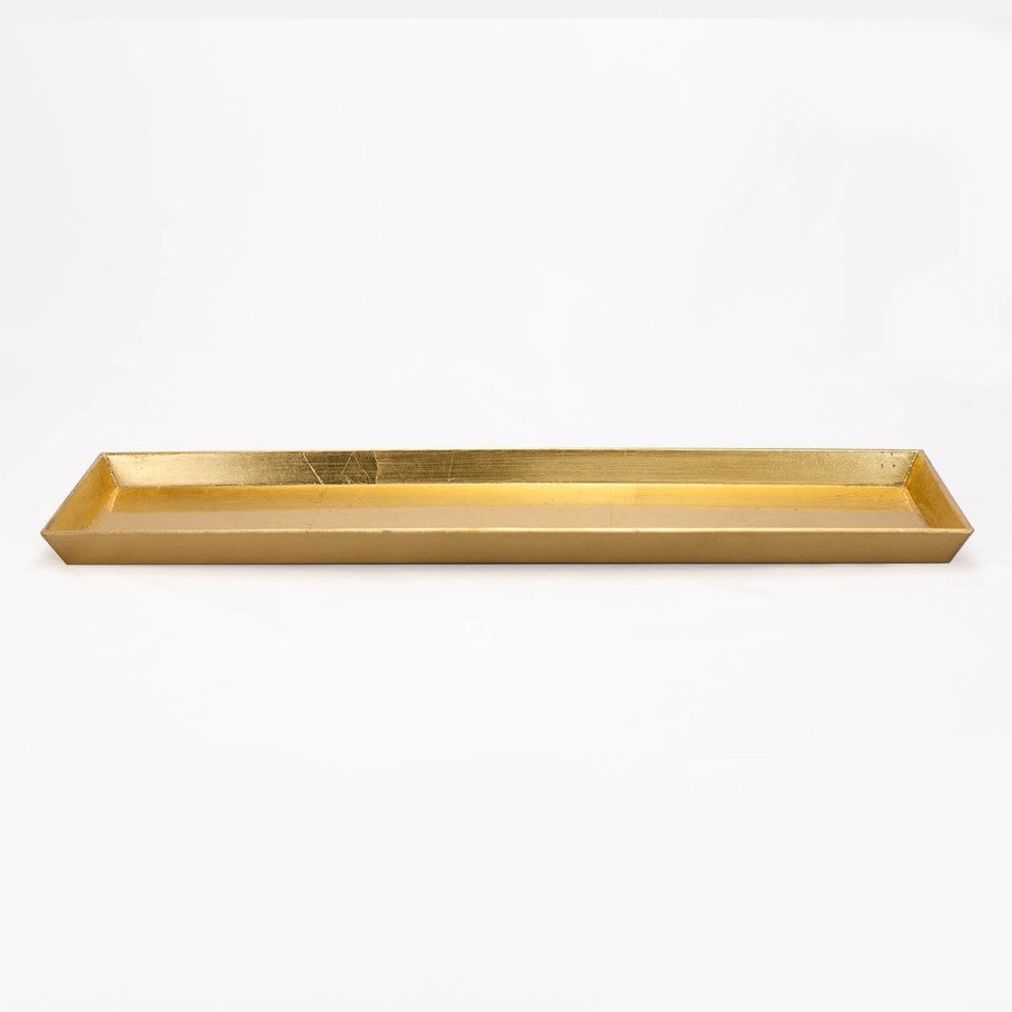 Gold polypropylene Rhodes serving tray with sleek rectangular shape