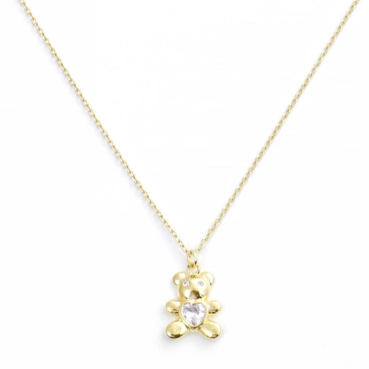 Rhodium-dipped Sending a Bear necklace with an adorable bear pendant on a chain
