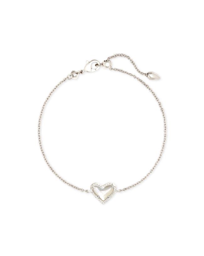 Ari Heart Delicate Chain Bracelet in Ivory Mother-of-Pearl with adjustable lobster claw closure