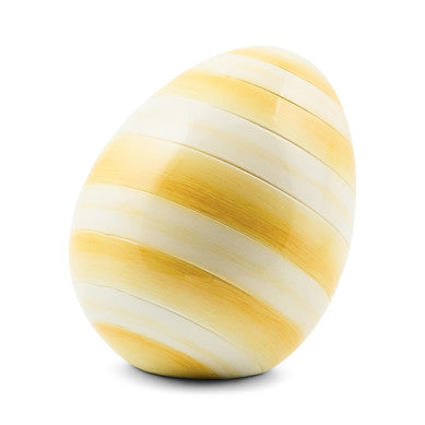 Handmade resin egg-shaped planter with a striped mini stripe pattern.