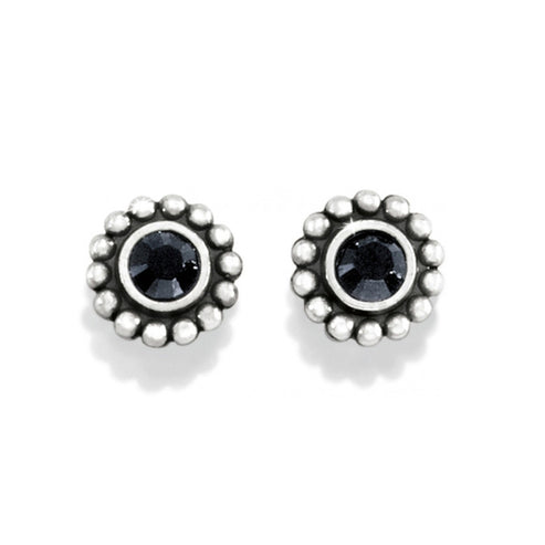 Silver plated mini post earrings featuring fine quality crystal drops with a quarter-inch drop length.