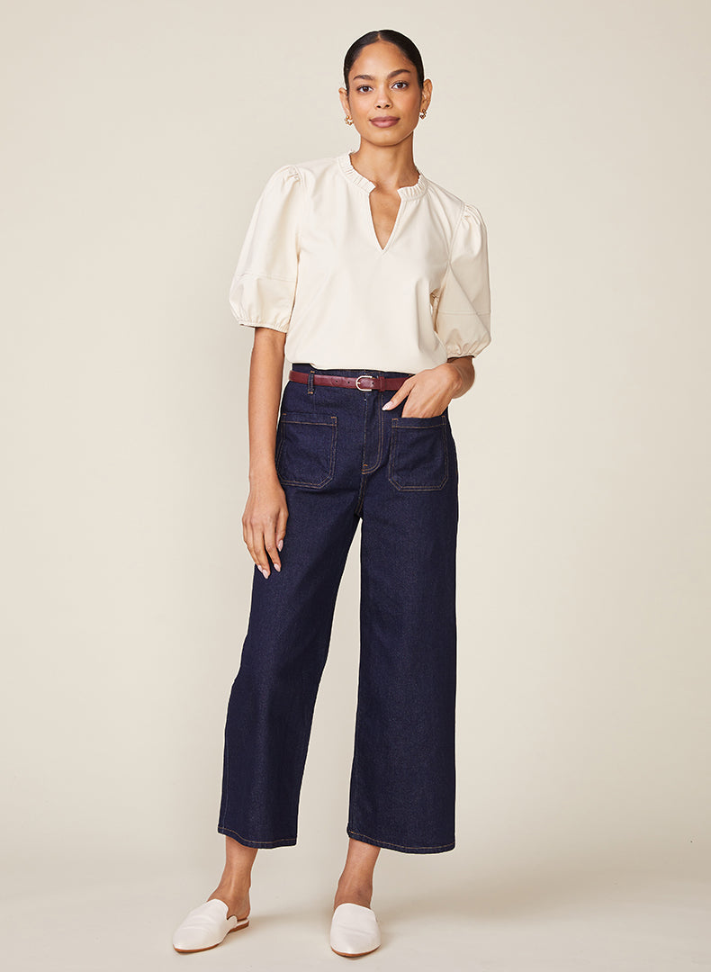 Kacey Vegan Leather Blouse