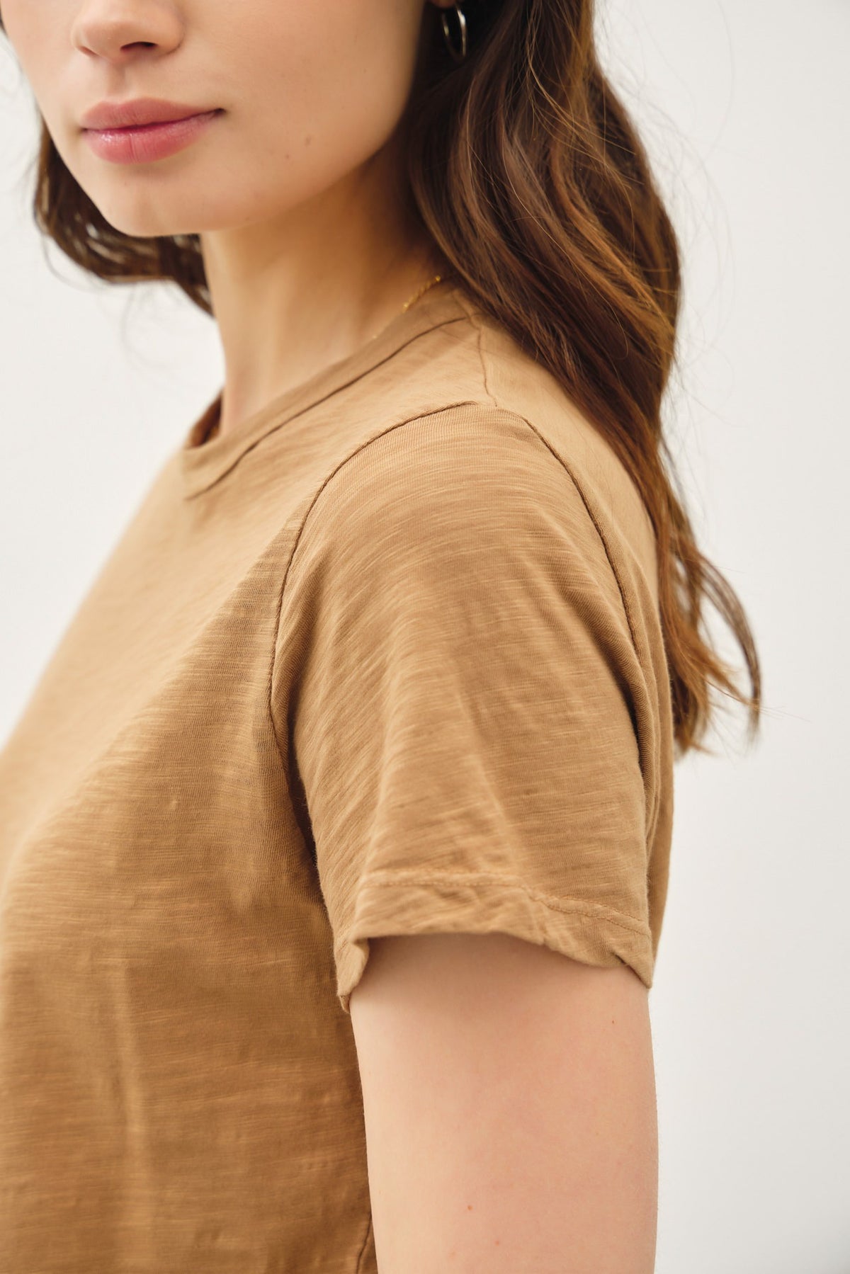 Ginny Garment Dyed Slub Tee in a soft slub cotton fabric with an organic silhouette.