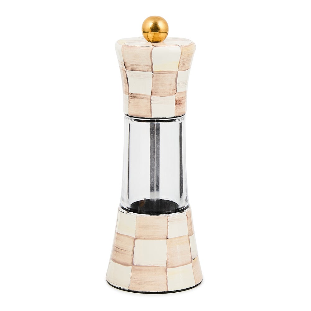 Hand-glazed steel check grinder with mocha ceramic top