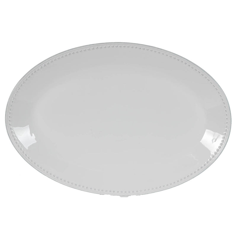 Large white oval porcelain serving plate with smooth rim