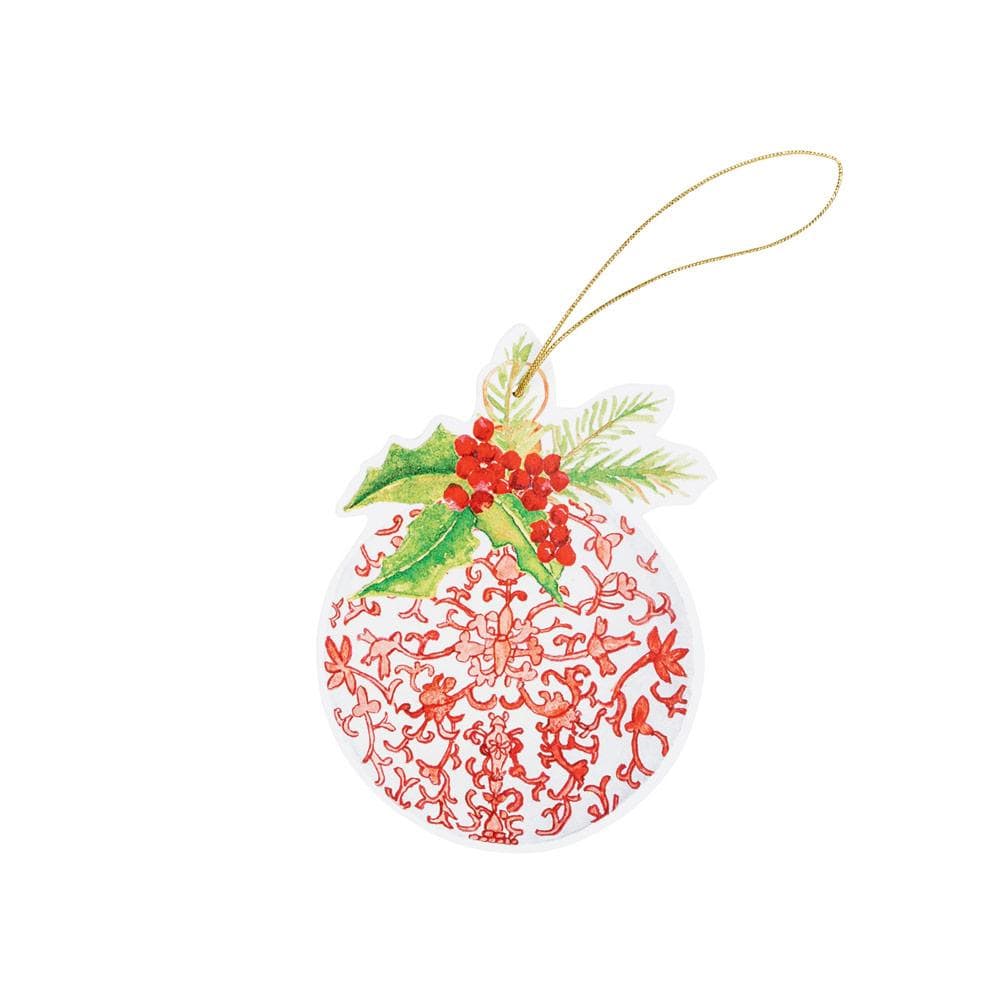 Die-cut hanging gift tag ornament made from high-quality cardstock with a decorative printed pattern.